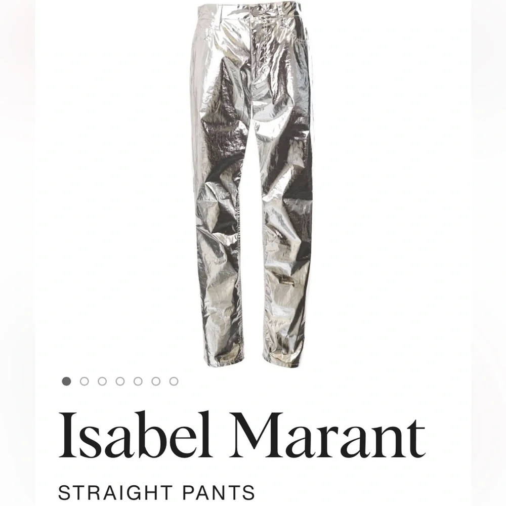 RARE ISABEL MARANT sz 0-2 gorgeous silver 100% cotton, rib cage height trouser